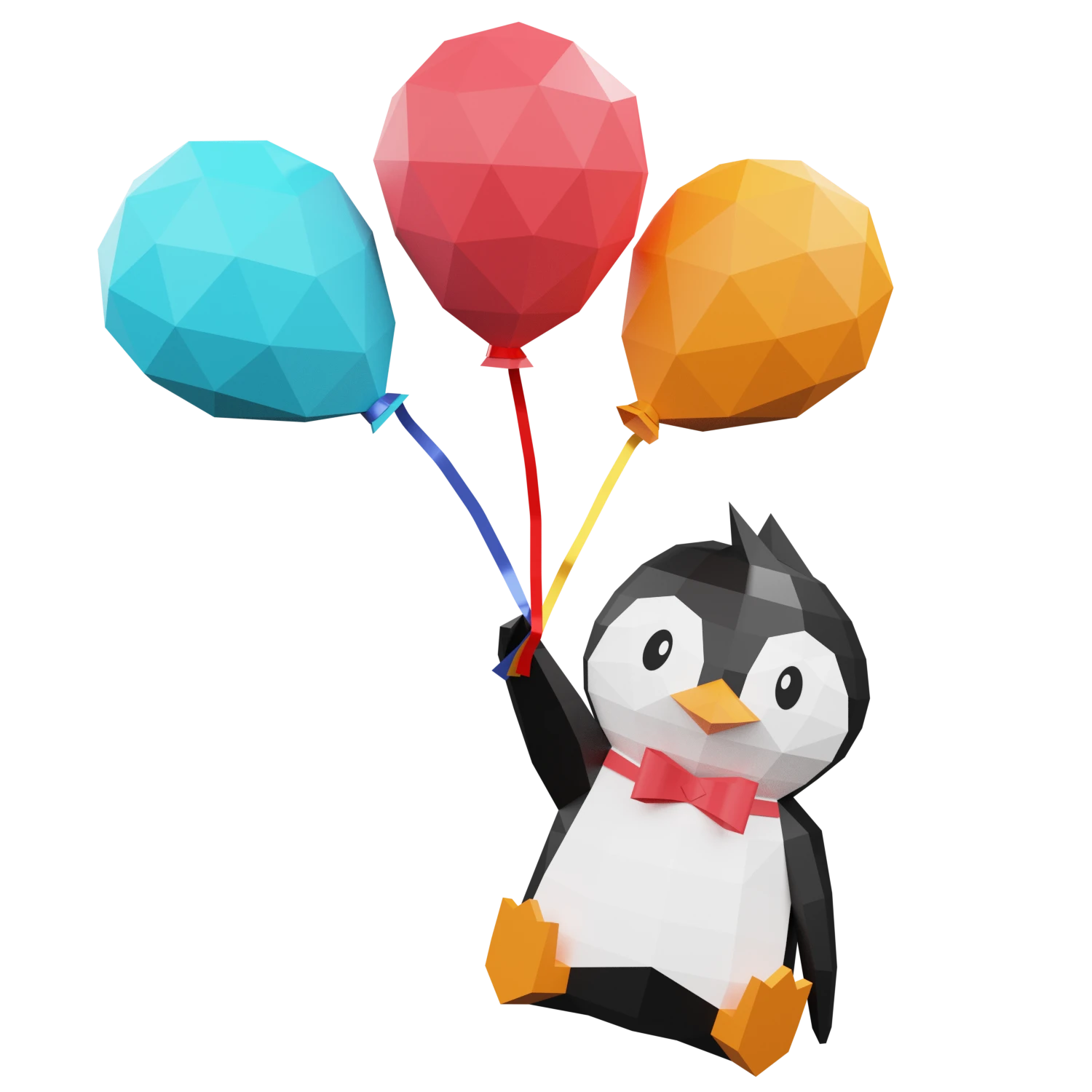 Penguin flying with balloons (SVG & PDF) - EPICGAMI